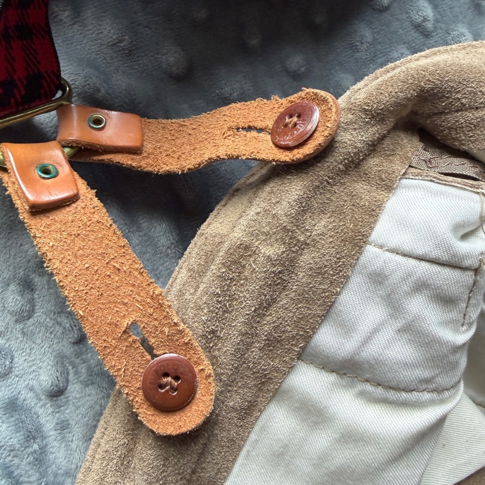 Vintage Ralph Lauren Country Suede Suspender Skirt Brown Western USA Made Moose - Picture 9 of 14